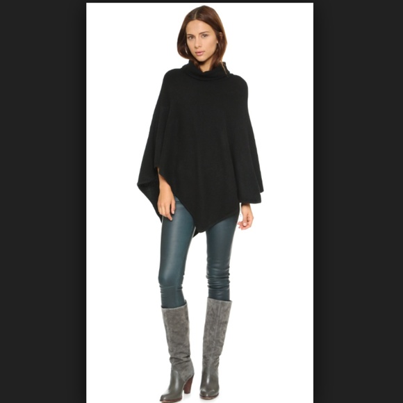 Joie Sweaters - Joie Loysse Wool Cashmere Black Poncho Sweater